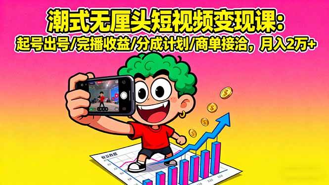 （16023期）潮式无厘头短视频变现课：起号出号/完播收益/分成计划/商单接洽，月入2万+-立业有术