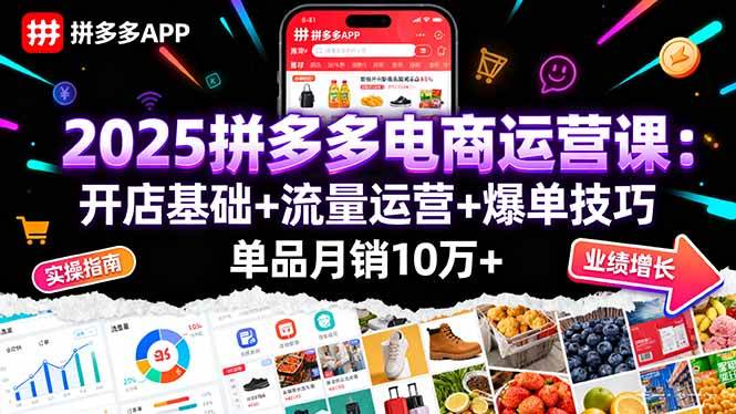 （16018期）2025拼多多电商运营课：开店基础+流量运营+爆单技巧，单品月销10万+-立业有术