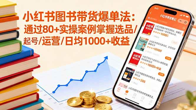 （16015期）小红书图书带货爆单法：通过80+实操案例掌握选品/起号/运营/日均1000+收益-立业有术