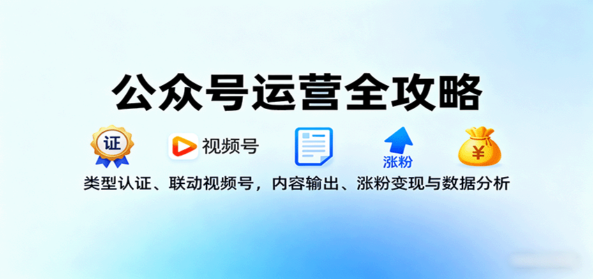 公众号运营全攻略：类型认证、联动视频号，内容输出、涨粉变现与数据分析-立业有术