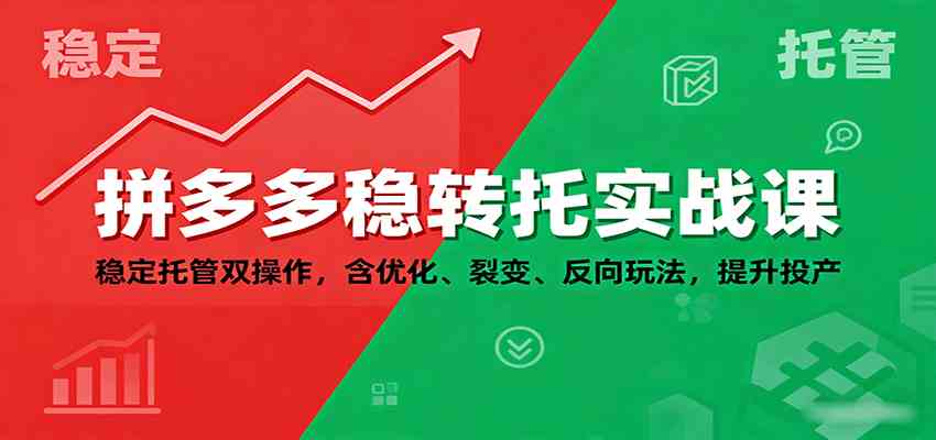 拼多多稳转托实战课：稳定托管双操作，含优化、裂变、反向玩法，提升投产-立业有术