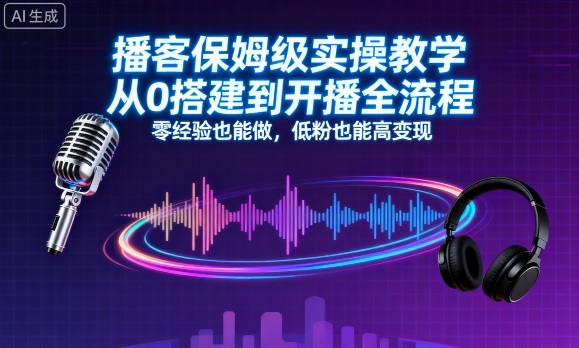 播客保姆级实操教学，从0搭建到开播全流程，零经验也能做，低粉也能高变现-立业有术
