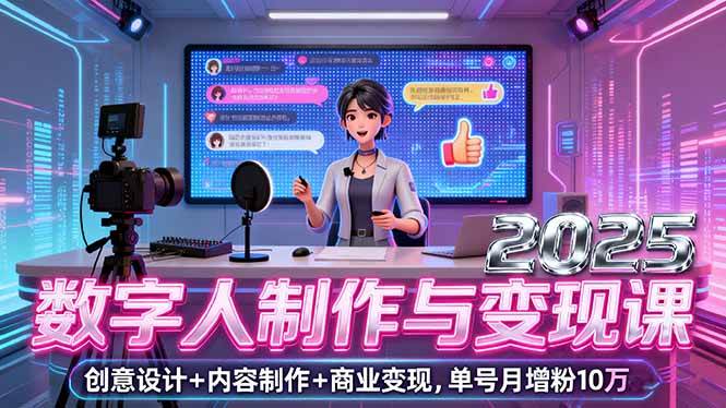 （16032期）2025数字人制作与变现课，创意设计+内容制作+商业变现，单号月增粉10万+-立业有术
