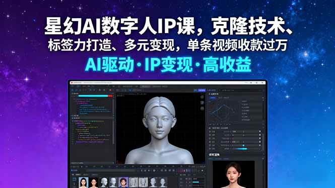 （16051期）星幻AI数字人IP课，克隆技术、标签力打造、多元变现，单条视频收款过万-立业有术