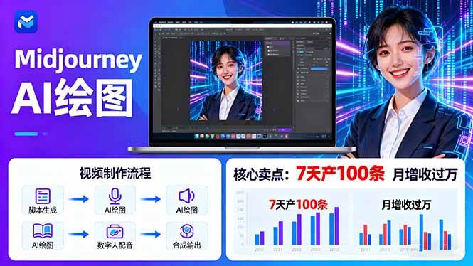 （16049期）AI绘图照片开口说话视频制作：Midjourney+数字人，7天产100条月增收过万-立业有术