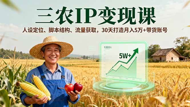（16044期）三农IP变现课，人设定位、脚本结构、流量获取，30天打造月入5万+带货账号-立业有术