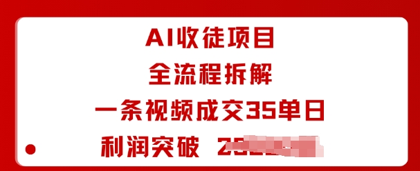 AI收徒项目全流程拆解一条视频成交35单日利润突破1k+-立业有术