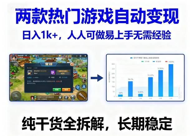 两款热门游戏自动变现，日入1k+，人人可做易上手无需经验，纯干货全拆解，长期稳定【揭秘】-立业有术
