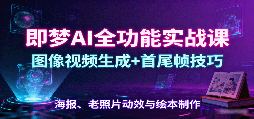 即梦AI全功能实战课：图像视频生成+首尾帧技巧，海报、老照片动效与绘本制作-立业有术