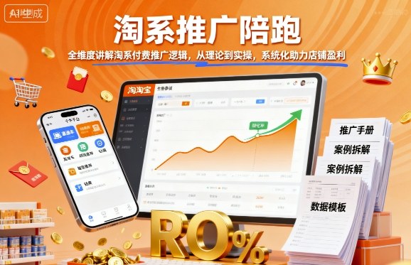 淘系推广陪跑，全维度讲解淘系付费推广逻辑，从理论到实操，系统化助力店铺盈利-立业有术