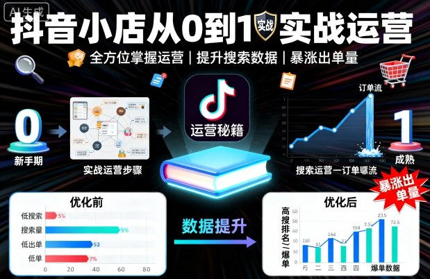抖音小店从0到1实战运营，帮你全方位掌握小店运营，提升搜索数据与出单量-立业有术