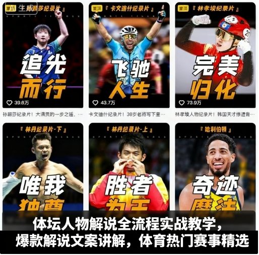 体坛人物解说全流程实战教学，爆款解说文案讲解，体育热门赛事精选-立业有术