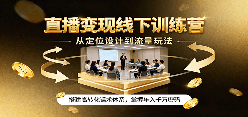 直播变现线下训练营，从定位设计到流量玩法，搭建高转化话术体系，掌握年入千万密码-立业有术