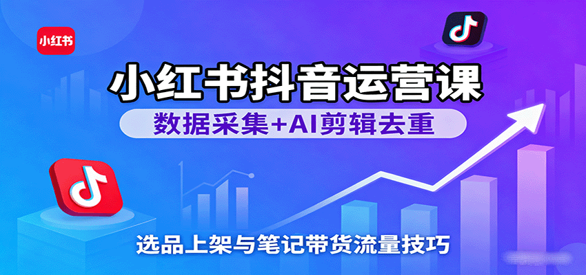 小红书抖音运营课：数据采集+AI剪辑去重，选品上架与笔记带货流量技巧-立业有术