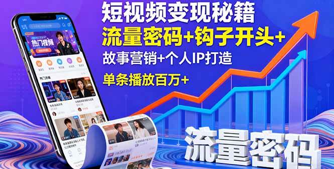 （16079期）短视频变现秘籍，流量密码+钩子开头+故事营销+个人IP打造，单条播放百万+-立业有术