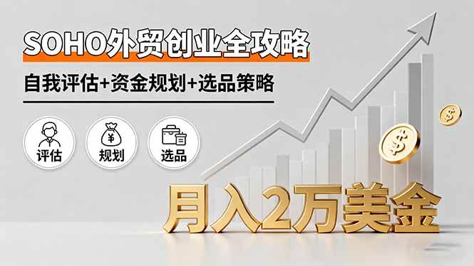 （16076期）SOHO外贸创业全攻略，自我评估+资金规划+选品策略，月入2万美金-立业有术