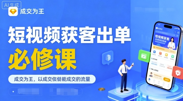短视频获客出单必修课，成交为王，以成交为导向，直接做能成交的流量-立业有术