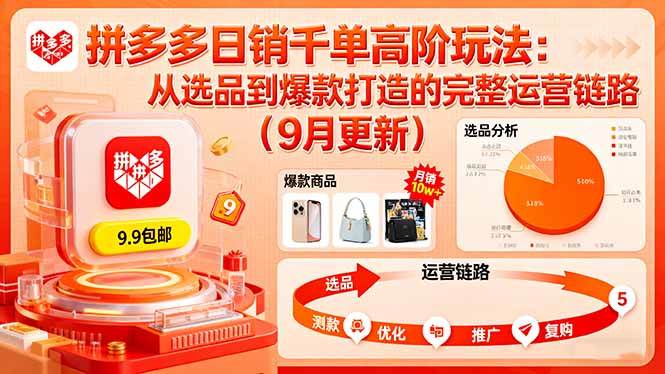 （16100期）拼多多日销千单高阶玩法：从选品到爆款打造的完整运营链路（9月更新）-立业有术