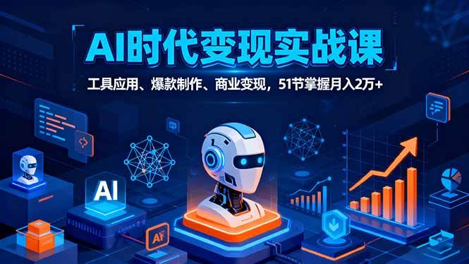 （16093期）AI时代全场景实战课，工具应用、爆款制作、商业变现，51节掌握月入2万+-立业有术