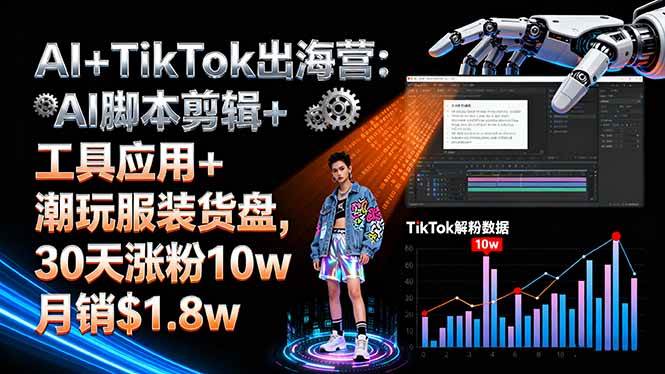 （16108期）AI+TikTok出海营:AI脚本剪辑+工具应用+潮玩服装货盘,30天涨粉10w月销$1.8w-立业有术