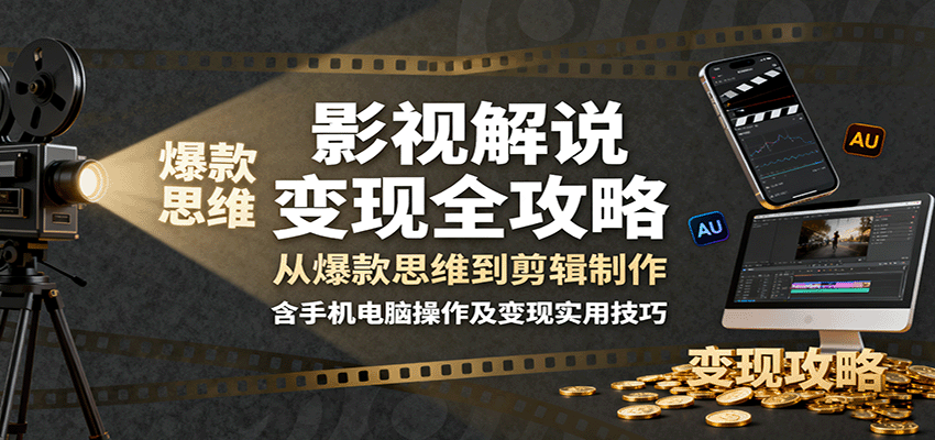影视解说变现全攻略：从爆款思维到剪辑制作，含手机电脑操作及变现实用技巧-立业有术