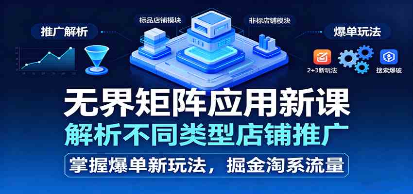 无界矩阵应用新课，解析不同类型店铺推广，掌握爆单新玩法，掘金淘系流量-立业有术