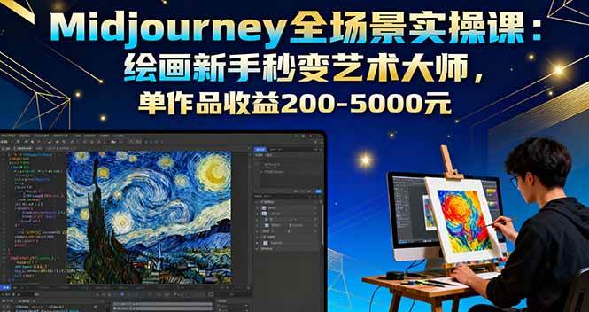 （16125期）Midjourney全场景实操课：绘画新手秒变艺术大师，单作品收益200-5000元-立业有术