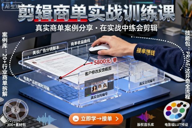 剪辑商单实战训练课，真实商单案例分享，在实战中练会剪辑-立业有术