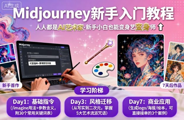 midjourney新手入门教程：人人都是AI艺术家，新手小白也能变身艺术大师-立业有术