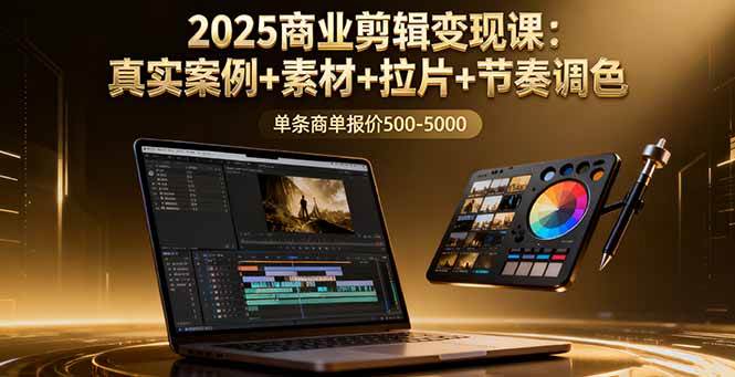 （16130期）2025商业剪辑变现课：真实案例+素材+拉片+节奏调色，单条商单报价500-5000-立业有术