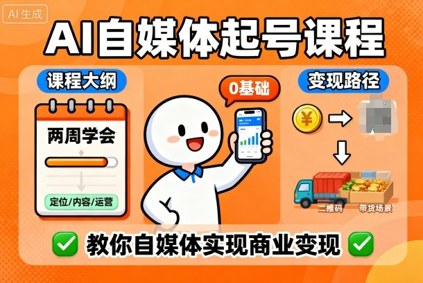AI自媒体起号课程，0基础小白两周学会，教你自媒体实现商业变现-立业有术