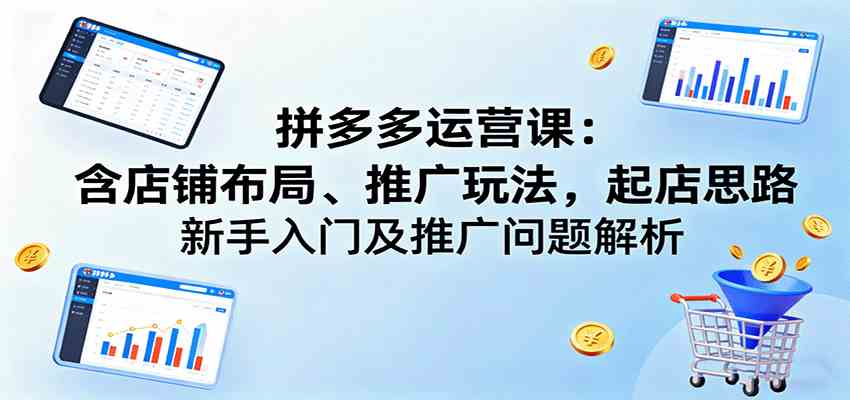拼多多运营课：含店铺布局、推广玩法，起店思路，新手入门及推广问题解析-立业有术