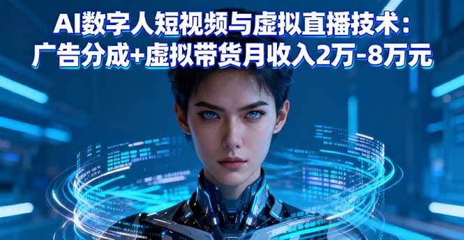 （16148期）AI数字人短视频与虚拟直播技术：广告分成+虚拟带货月收入2万-8万元-立业有术