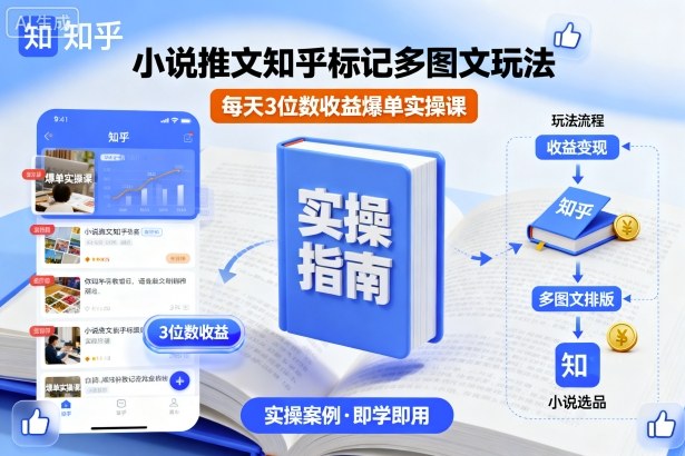 小说推文知乎标记多图文玩法，每天3位数收益爆单实操课-立业有术