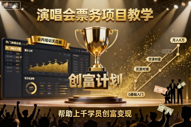 演唱会票务项目教学，业内培训天花板，帮助上千学员创富变现-立业有术