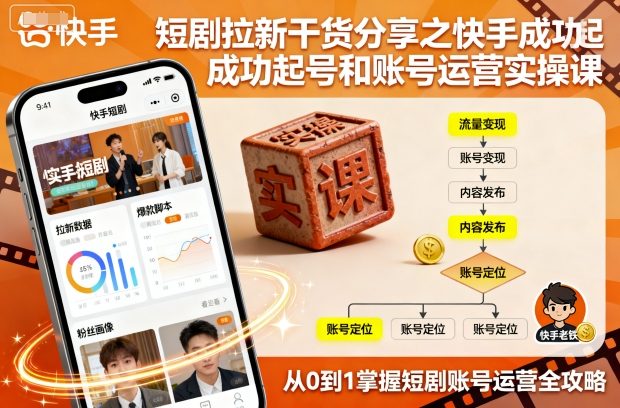短剧拉新干货分享之快手成功起号和账号运营实操课-立业有术