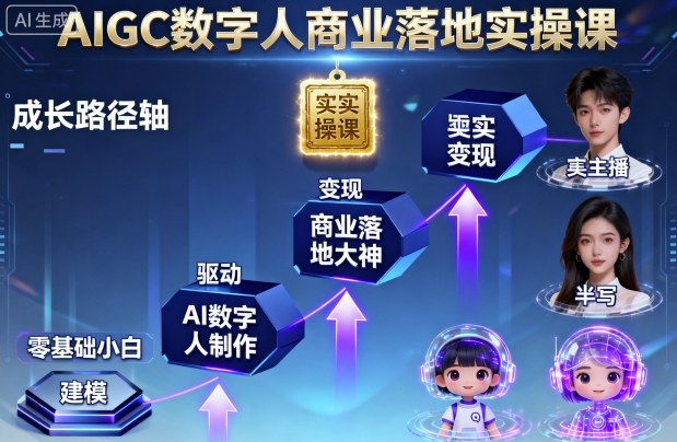 AIGC数字人商业落地实操课，从零基础小白到AI数字人大神-立业有术