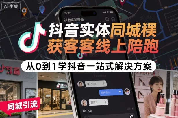 抖音实体同城获客线上陪跑，从0到1学抖音一站式解决方案-立业有术