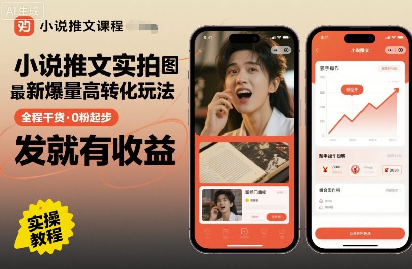 小说推文实拍双图文最新爆量高转化玩法，全程干货，0粉起步，发就有收益-立业有术