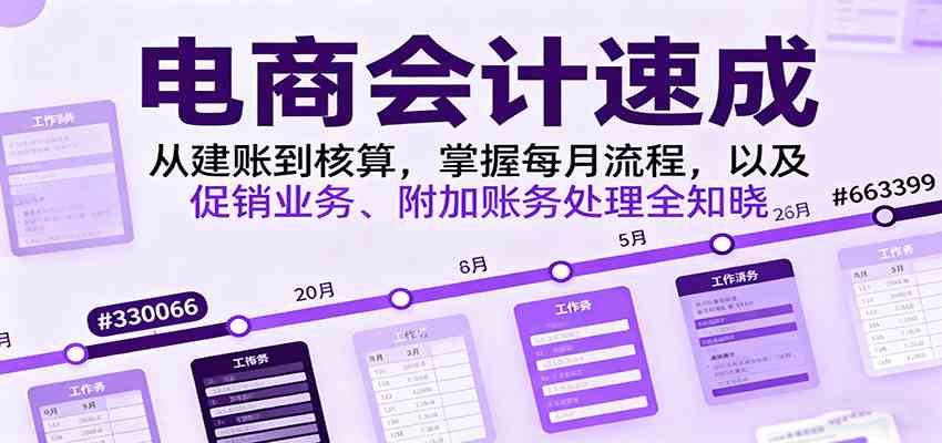 电商会计速成，从建账到核算，掌握每月流程，以及促销业务、附加账务处理全知晓-立业有术