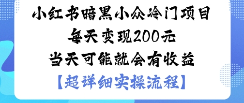 小红书暗黑小众冷门项目每天变现2张当天可能就会有收益-立业有术