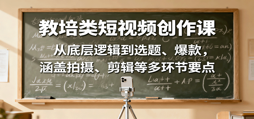 教培类短视频创作课：从底层逻辑到选题、爆款，涵盖拍摄、剪辑等多环节要点-立业有术
