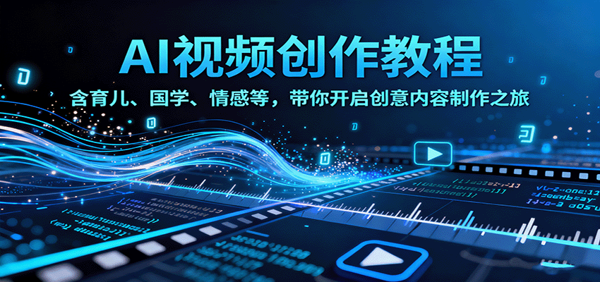 AI视频创富课，含育儿、国学、情感等，带你开启创意内容制作之旅-立业有术
