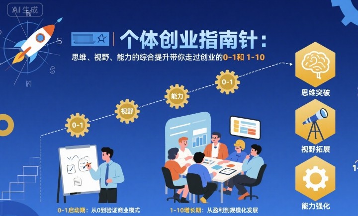个体创业指南针，思维、视野、能力的综合提升带你走过创业的0-1和1-10【音频】-立业有术
