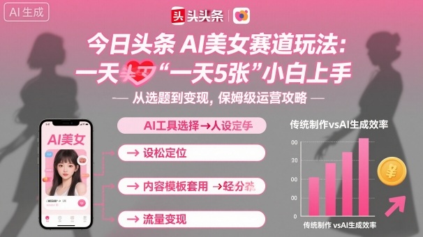 今日头条AI美女赛道玩法，一天轻松5张，小白轻松上手-立业有术