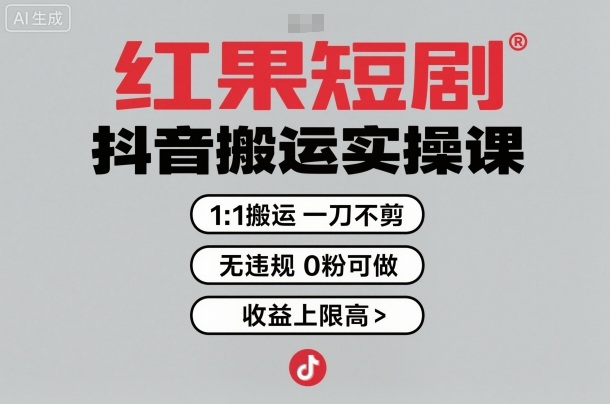 红果短剧拉新之抖音搬运实操课，1：1搬运，一刀不剪，无违规，0粉可做，收益上限高-立业有术