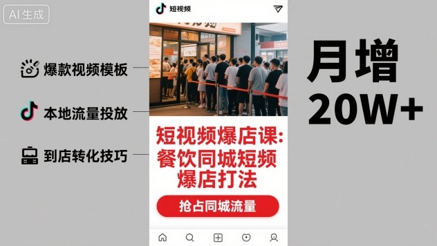 短视频爆店课，餐饮同城短视频爆店打法-立业有术