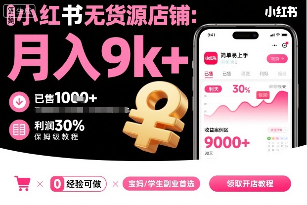小红书无货源店铺项目，简单易上手，月入9k+，保姆级教程-立业有术