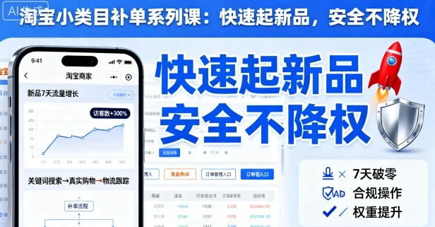 淘宝小类目补单系列课，快速起新品，安全不降权-立业有术