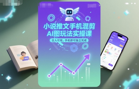 小说推文手机混剪AI图玩法实操课，日入可观，手机即可独立完成-立业有术